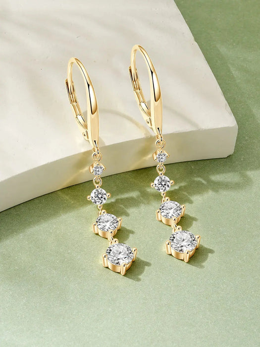 Moissanite Drop Earrings – D-Color Round Cut 925 Sterling Silver SF