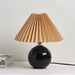 Korean Table Lamp – Vintage Pleated Fabric Shade with Ceramic Base - Samanta Factory