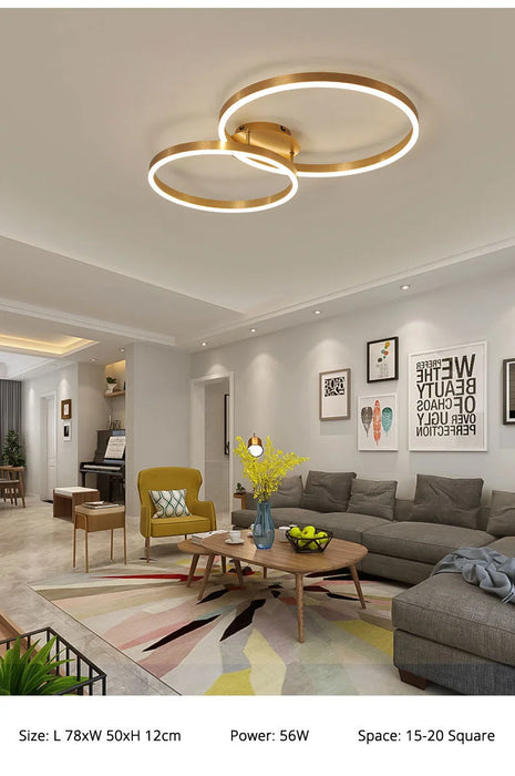 Modern LED Chandelier – Dimmable Semi-Flush Mount with Remote Control - Samanta Factory