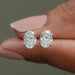 Moissanite Stud Earrings – D Color Oval Cut Sterling Silver SF