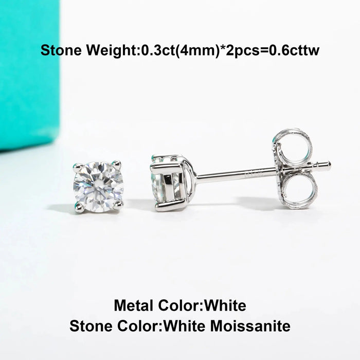 10K Gold Post Moissanite Stud Earrings with GRA Certificate SF