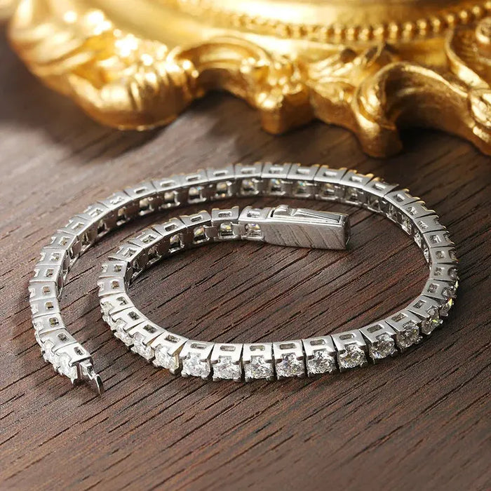 925 Sterling Silver Waterproof Moissanite Bracelet with GRA Certification SF