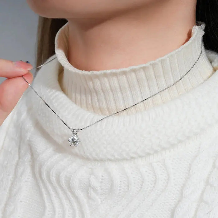 Moissanite Pendant Necklace – D-Color Round Solitaire SF