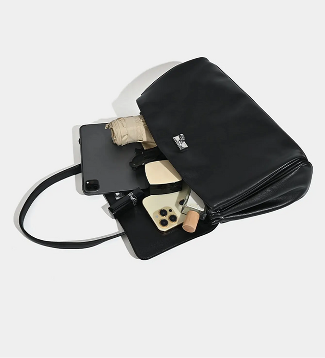 PU Leather Shoulder Bag - Lock Flap Crossbody Design SF