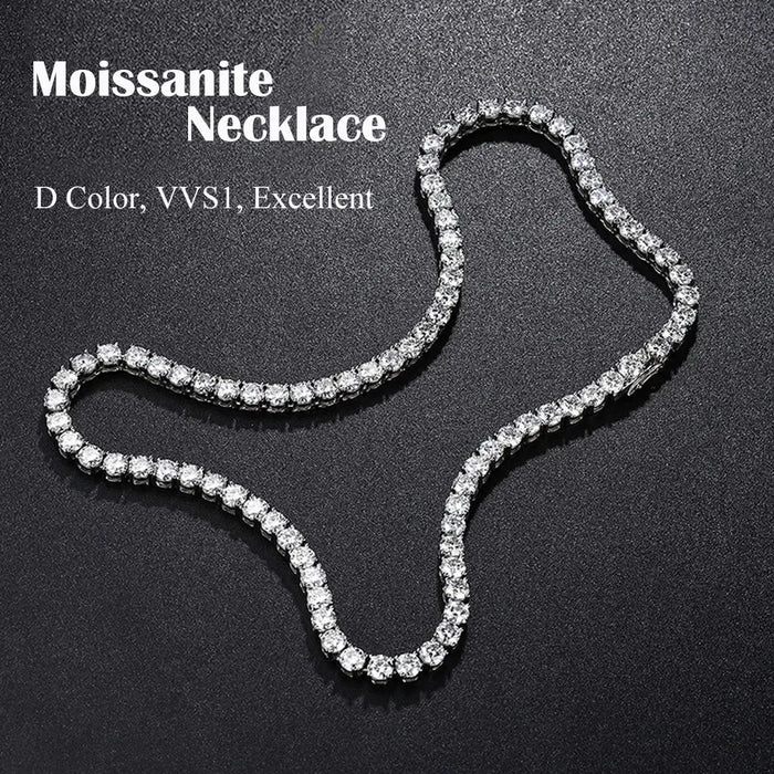 Moissanite Tennis Necklace – GRA Certified S925 Silver Sparkle SF