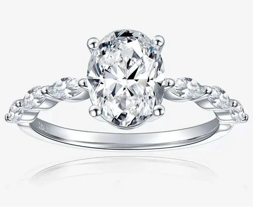 2ct oval-cut D Color VVS1 moissanite ring in 925 sterling silver with 18K white gold plating
