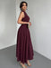 Maxi Dress – Pleated Patchwork Elegance - Samanta Factory