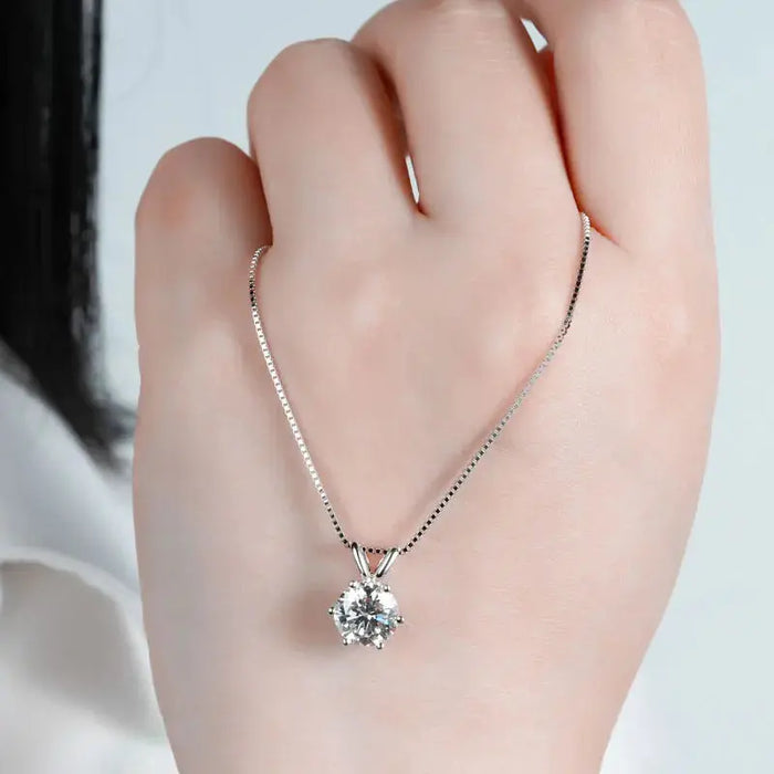 Moissanite Pendant Necklace – D-Color Round Solitaire SF