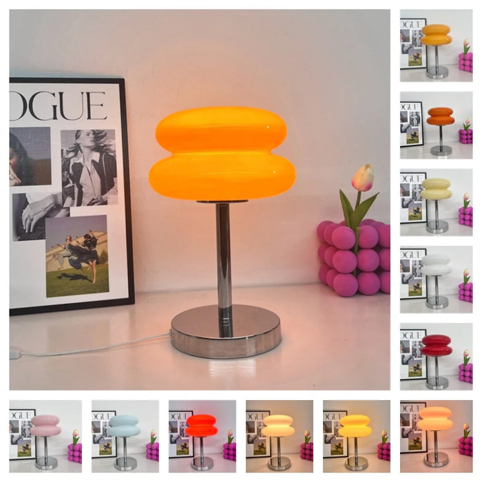 Modern Stained Glass Table Lamp – Touch Control LED Bedside Lighting - Samanta Factory