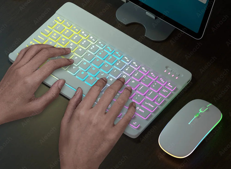 RGB Wireless Keyboard & Mouse Combo – Bluetooth & 2.4GHz for Tablet, Phone & PC Samanta Factory