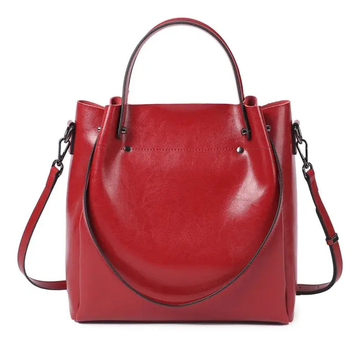 Vintage Cow Leather Shoulder Tote – Women’s Ruched Handbag SF