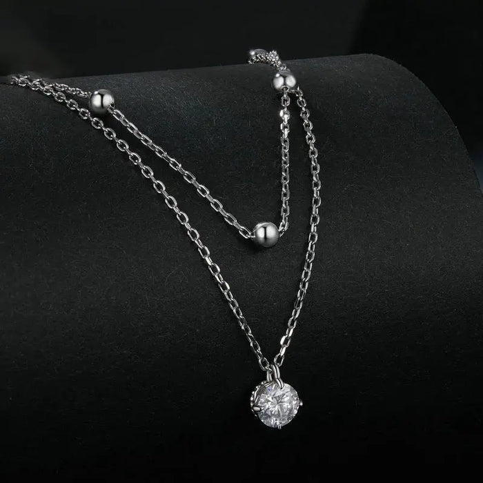 925 Sterling Silver Round Cut Moissanite Pendant SF