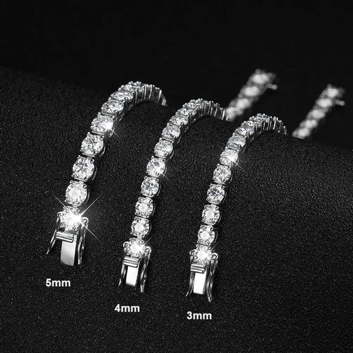 Premium 925 Sterling Silver Round-Cut Moissanite Bracelet for Women SF
