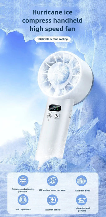 Portable Ice Cooling Handheld Fan – 5200mAh USB Rechargeable High-Speed Mini Fan Sf