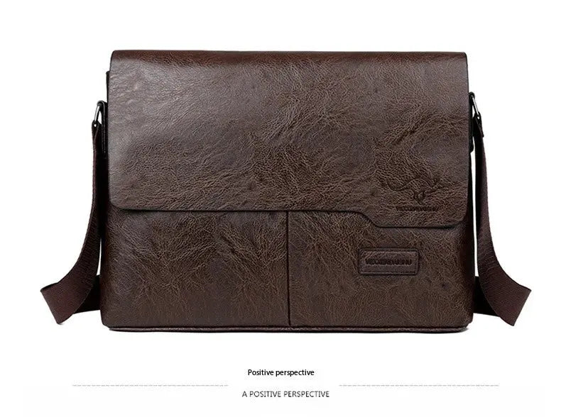 Men’s Business Satchel Bag – Slim PU Leather Shoulder Bag SF
