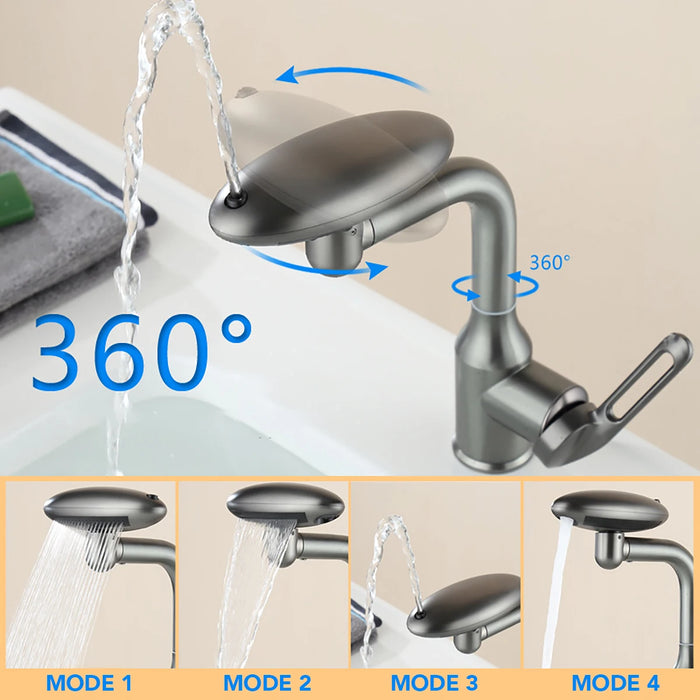 Bathroom Sink Faucet – 4-Mode Water Flow with 360° Swivel & Modern Design - Samanta Factory