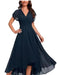 Chiffon A-Line Dress – Flowing Batwing Sleeves & Irregular Hem - Samanta Factory