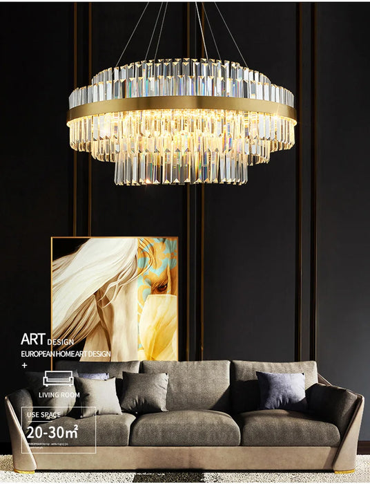 Modern Luxury LED Crystal Chandelier – Dimmable Remote-Controlled Ceiling Light - Samanta Factory