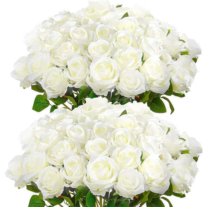Velvet Artificial Roses – Real Touch 50PCS Bouquet for DIY & Decor Samanta Factory