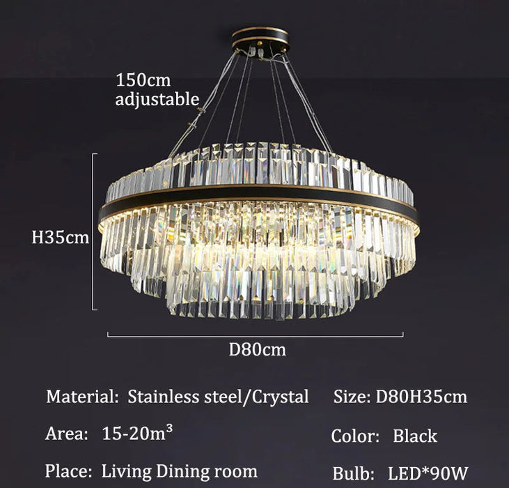 Modern Luxury LED Crystal Chandelier – Dimmable Remote-Controlled Ceiling Light - Samanta Factory