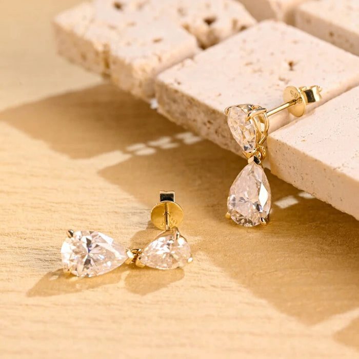 Moissanite Drop Earrings in 925 Sterling Silver | GRA Certified D Color VVS1 SF