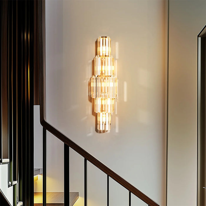 Crystal Wall Sconce – Luxurious 3- or 5-Tier LED Lighting with Gold Finish - Samanta Factory