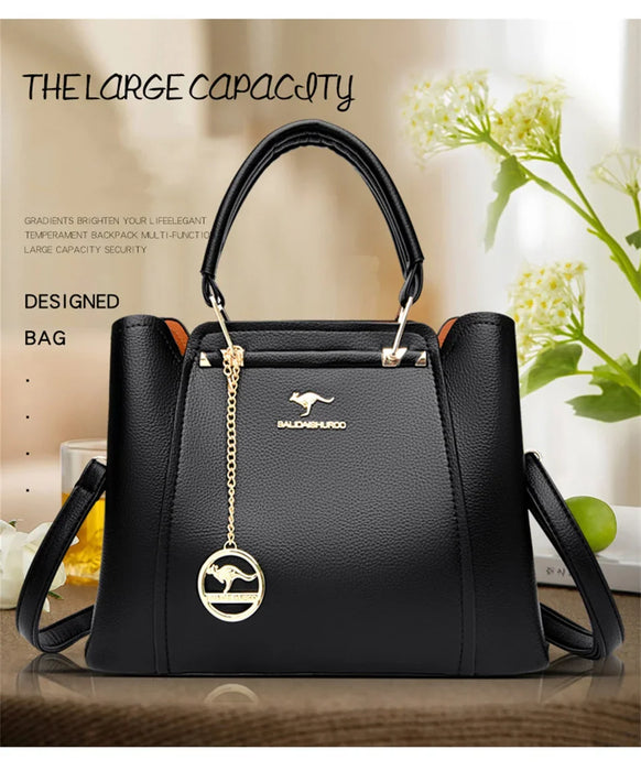 Women’s PU Leather Tote Bag – Fashion Soft Casual Handbag with Zipper Closure - Samanta Factory