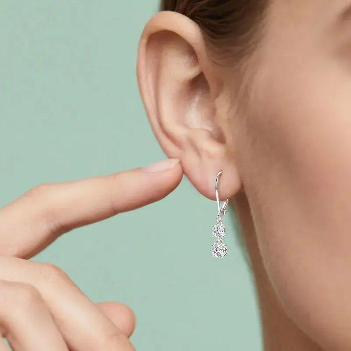 Moissanite Drop Earrings – D-Color Round Cut 925 Sterling Silver SF