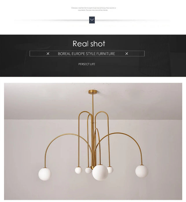 Modern LED Chandelier – Frosted Glass Pendant Light for Elegant Interiors - Samanta Factory