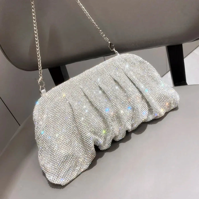Shiny metallic women's clutch bag with polyester lining