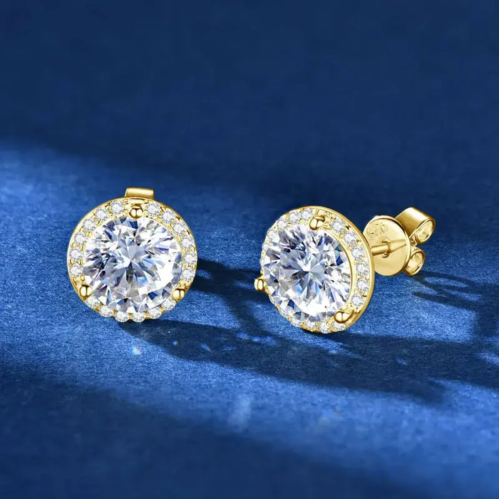 Certified D Color VVS1 Round-Cut Moissanite Stud Earrings in 925 Sterling Silver