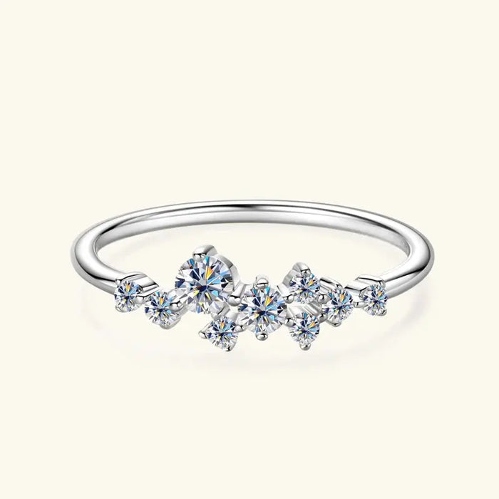 Moissanite Jewelry Set – 925 Sterling Silver Cluster Necklace & Ring SF