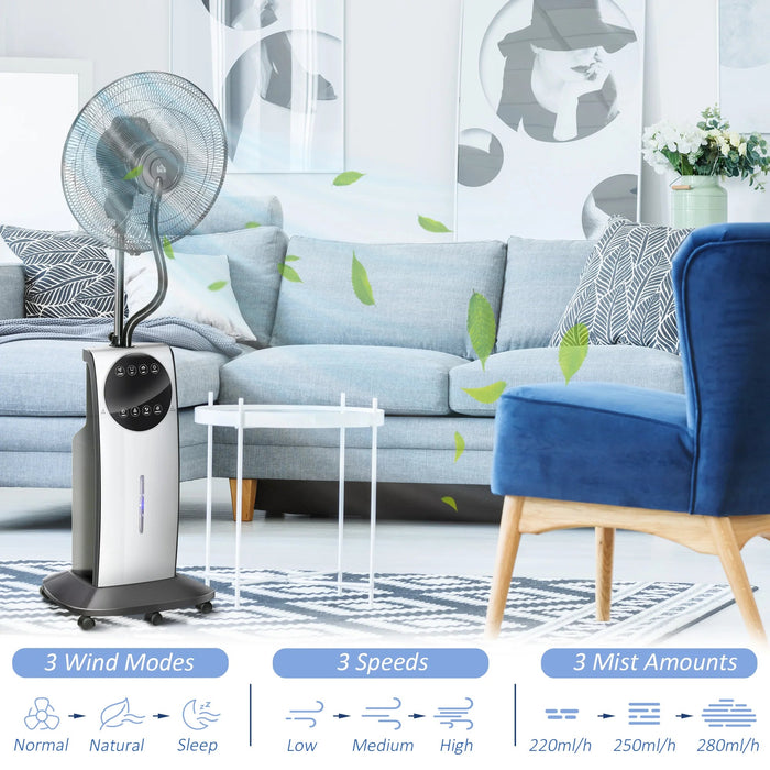 Misting Fan with Mosquito Repellent – 3.1L Tank Standing Floor Fan with Remote Control SF