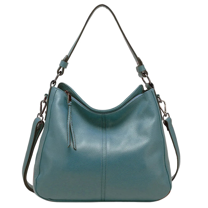 Genuine Leather Shoulder Bag – Soft, Versatile Hobo with Ruched Design - Samanta Factory