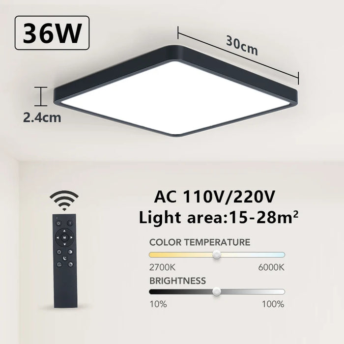 MARPOU Tuya Smart LED Ceiling Lamp Wood Grain App Voice Control Alexa/Google Remote Control Square Ceiling Lights Living Room - Samanta Factory