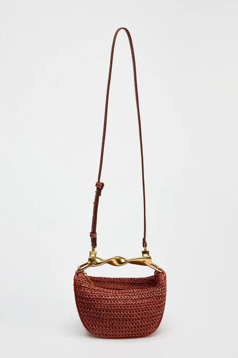 Women's Half Moon Straw Bag – Woven Bucket Crossbody Shoulder Bag for Summer Beach SF