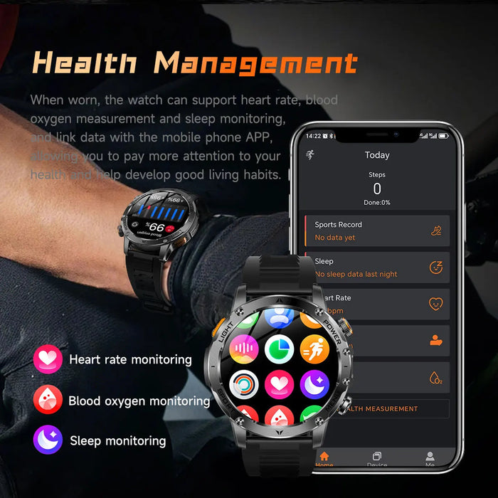 Outdoor Smartwatch – 1000mAh Long Battery & IP69K Waterproof SF