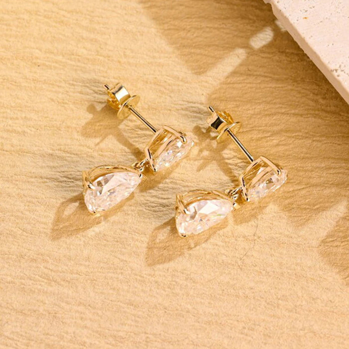 Moissanite Drop Earrings in 925 Sterling Silver | GRA Certified D Color VVS1 SF