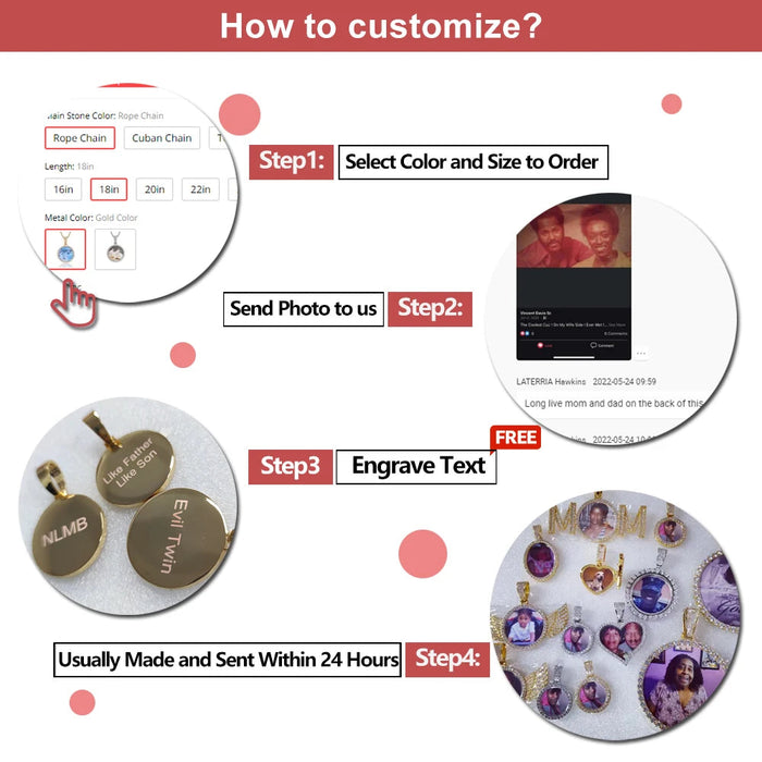 Custom Photo Necklace – Personalized Medallion Picture Pendant Chain SF