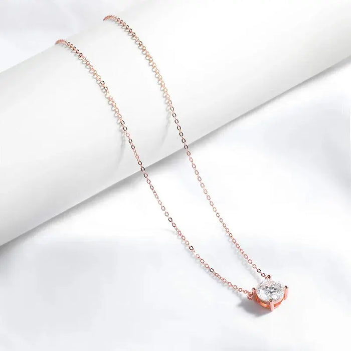 Moissanite Solitaire Necklace – Certified VVS1 Round Stone SF
