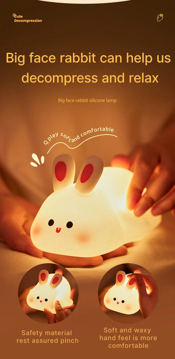 Cute Rabbit Night Light Silicone Lamp – Touch Sensor Soft LED Kids Sleep Light SF