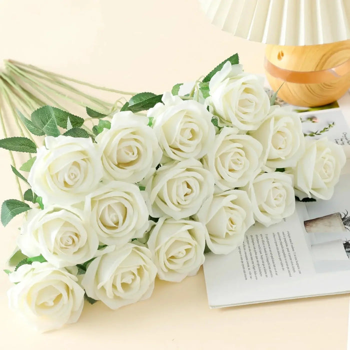 Velvet Artificial Roses – Real Touch 50PCS Bouquet for DIY & Decor Samanta Factory