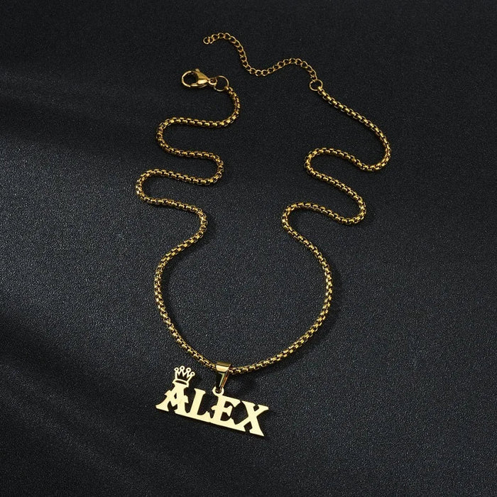 Custom Name Crown Necklace- Trendy Crown Name Necklace in Gold, Silver & Rose Gold SF