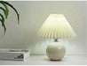 Korean Table Lamp – Vintage Pleated Fabric Shade with Ceramic Base - Samanta Factory