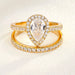 Pear Cut Bridal Ring Set – Sterling Silver With Halo Zircon Shine SF