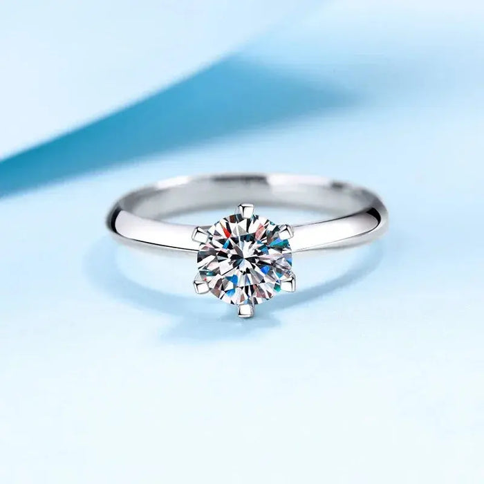 Moissanite Engagement Ring – D-Color VVS1 Sterling Silver SF