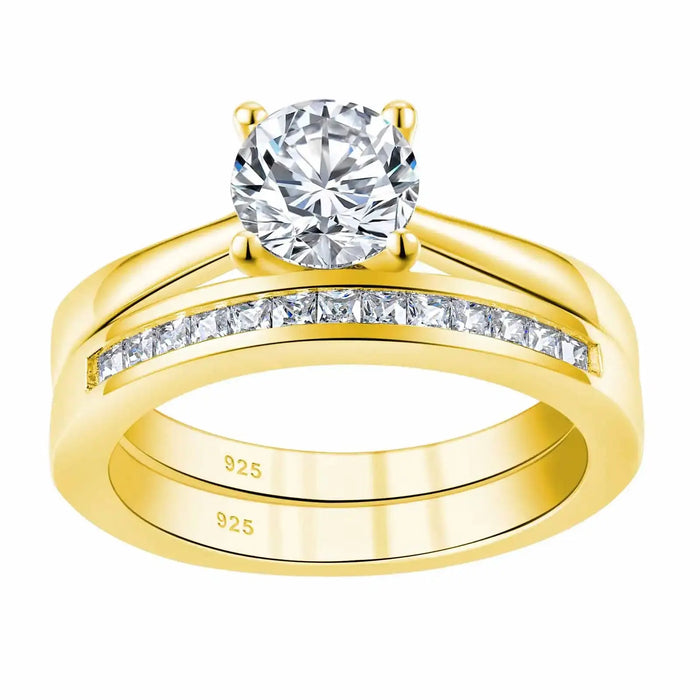 Bridal Ring Set – 1ct Round Cut Zircon in 925 Sterling Silver SF