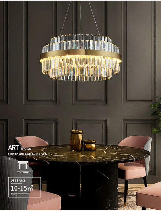 Modern Luxury LED Crystal Chandelier – Dimmable Remote-Controlled Ceiling Light - Samanta Factory