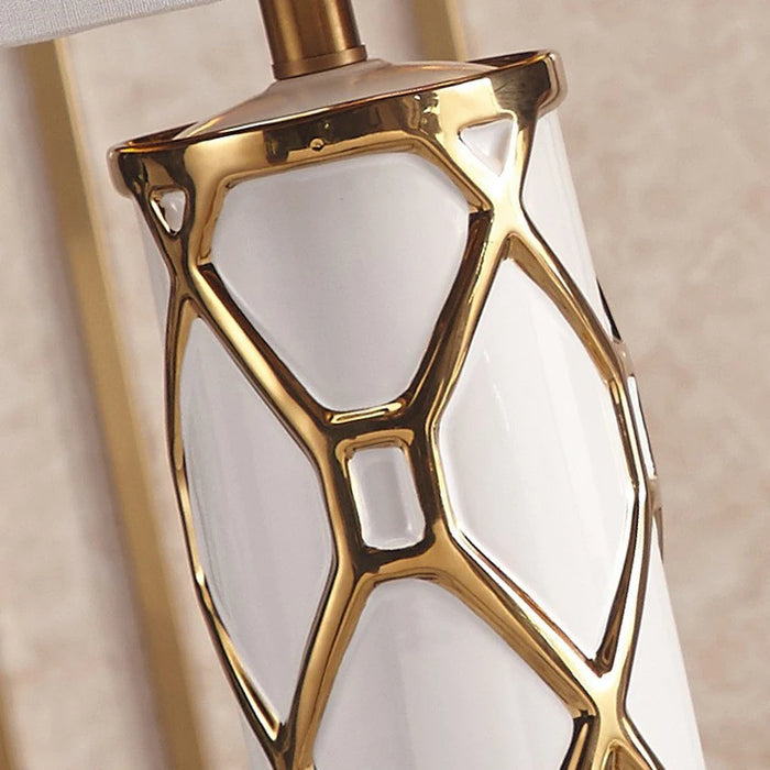 Nordic Ceramic Table Lamp – Elegant Fabric Shade Light for Bedroom & Living Room - Samanta Factory