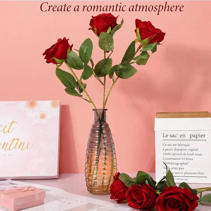 Velvet Artificial Roses – Real Touch 50PCS Bouquet for DIY & Decor Samanta Factory